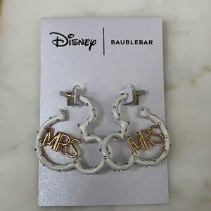 Disney BaubleBar Disney Mickey Mouse 'MRS' Wedding Hoop Earrings